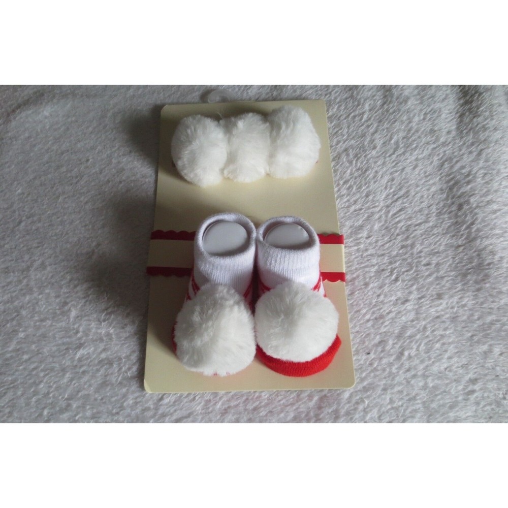 Baby Essentials Headbands And Socks Christmas Holiday Red White 0-6 Months New
